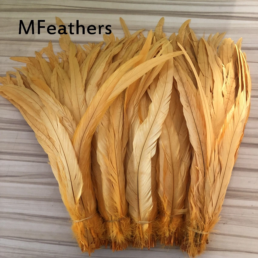 

Gold yellow rooster tails feathers 25-30cm 10-12inch natural chicken feather plumes diy headwear accessorys carnival christmas