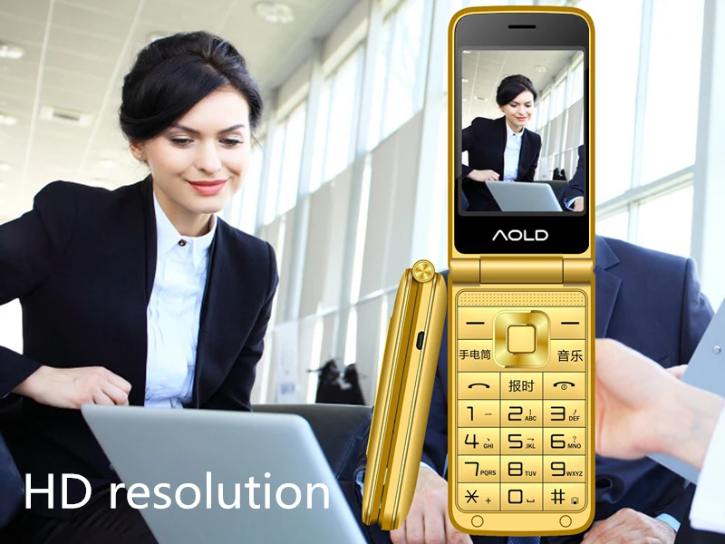 Flip Slim Clamshell Mobile Phone For Old Senior People Speed Dial Russian Key Dual Sim Metal Case Torch Extra Light