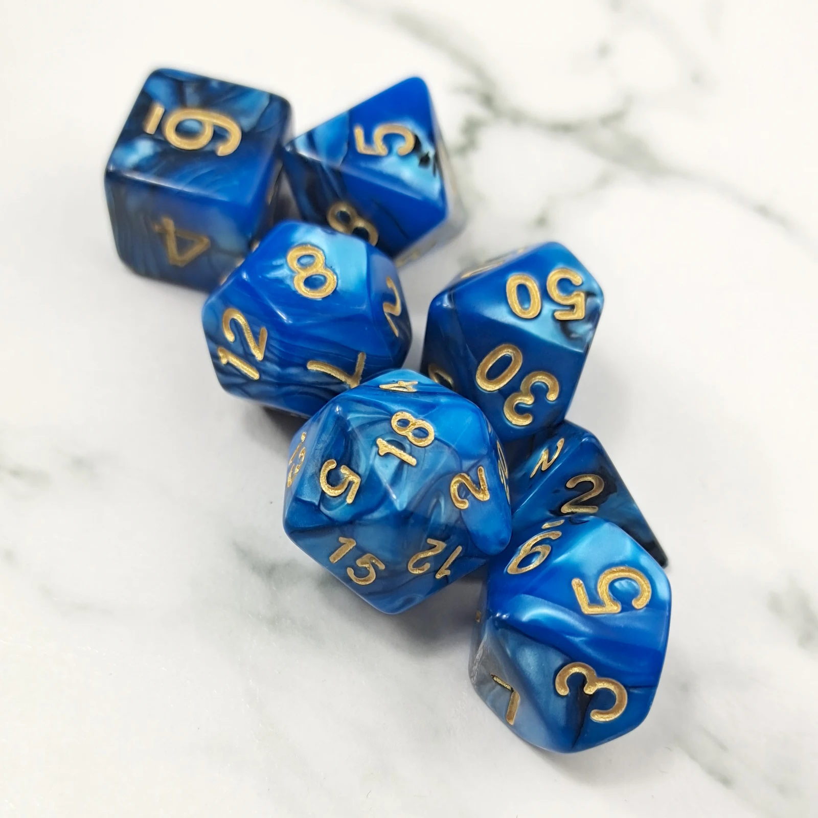 7 шт. полиэдральный набор костей для ролевых игр с принтом близнецы Цвет синего и