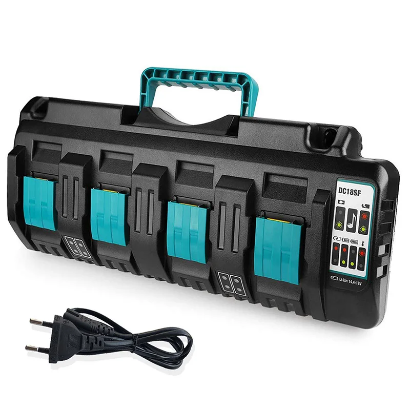 

For Makita DC18SF BL1430 BL1830 14.4V 18V Li-ion Charger Rapid Optimum 4-Port 3A Charging Current Replacement Battery Charger EU