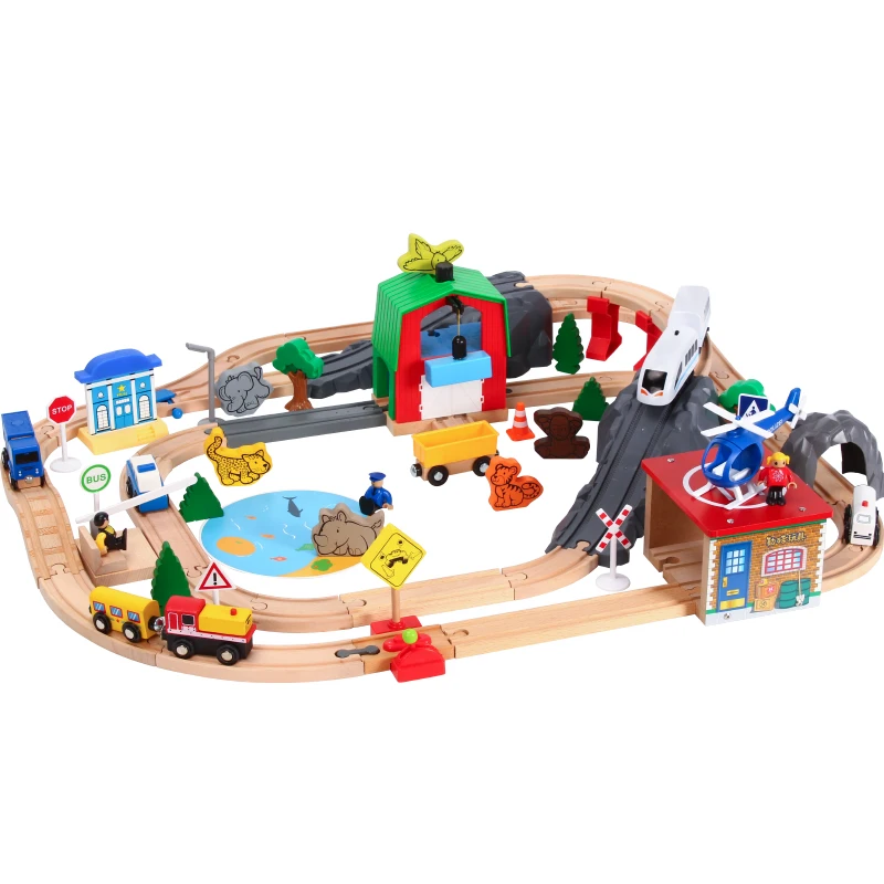 Wooden Train Track Set Railway Puzzle Slot Transit Rail Wood Diecast Educational Toys For Kids|Автотреки| |
