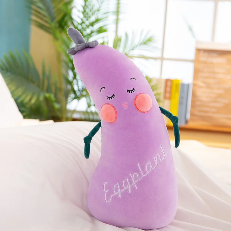 purple eggplant toy Мягкие игрушки огурец фрукты овощи мягкая плюшевая игрушка милая Подушка забавная Подушка Ins рождественские игрушки для детей Прямая поставка - Цвет: purple eggplant toy