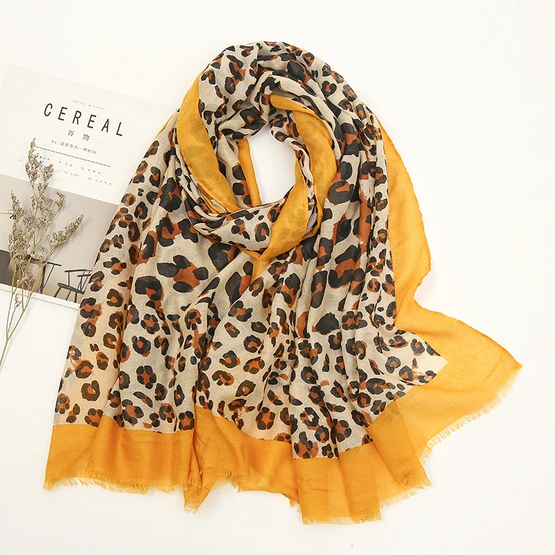 Laven кисточкой леопардовый шарф с принтом для женщин осень зима теплые Платки