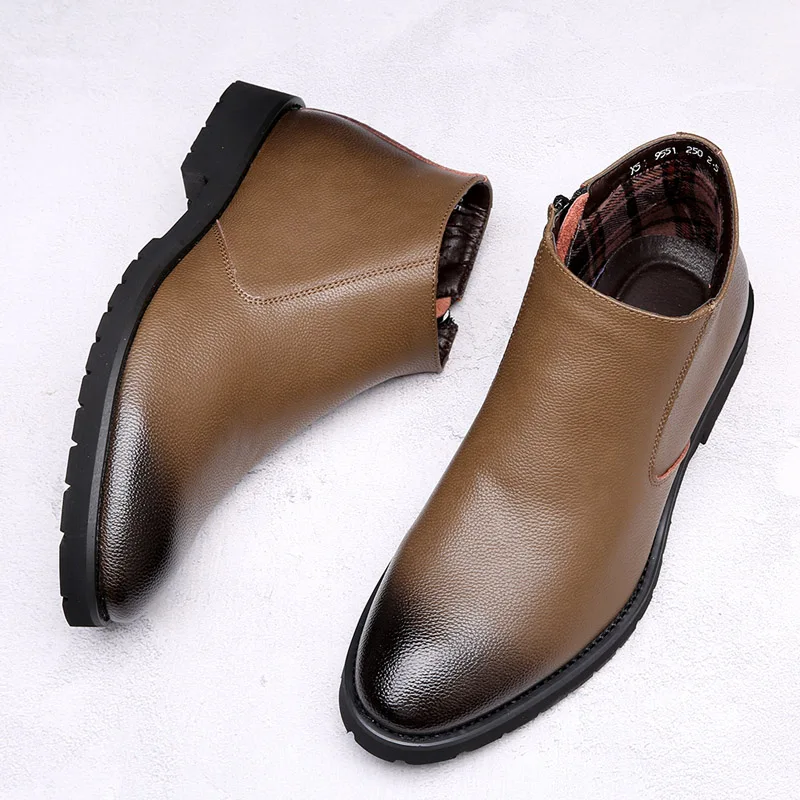 

Мокасины мужские кожаные без застежки, плоская подошва, лоферы, повседневная обувь на молнии, Горох, классические туфли