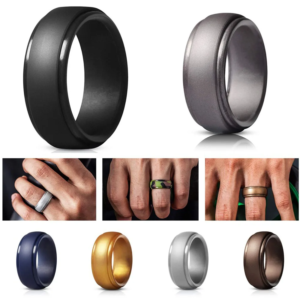 8 шт набор деловых колец для мужчин из нержавеющей стали модное Силиконовое
