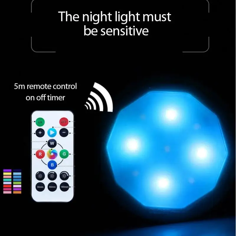3pcs Led Light Wardrobe Round Night Lamp Dimming Remote Control Cabinet Warm RGB Color For Bedroom Closet | Освещение