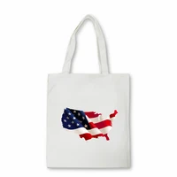 3d printed female student schoolbags vintage tote bag usa american flag canvas bag eco large capacity shoulder shopper bag