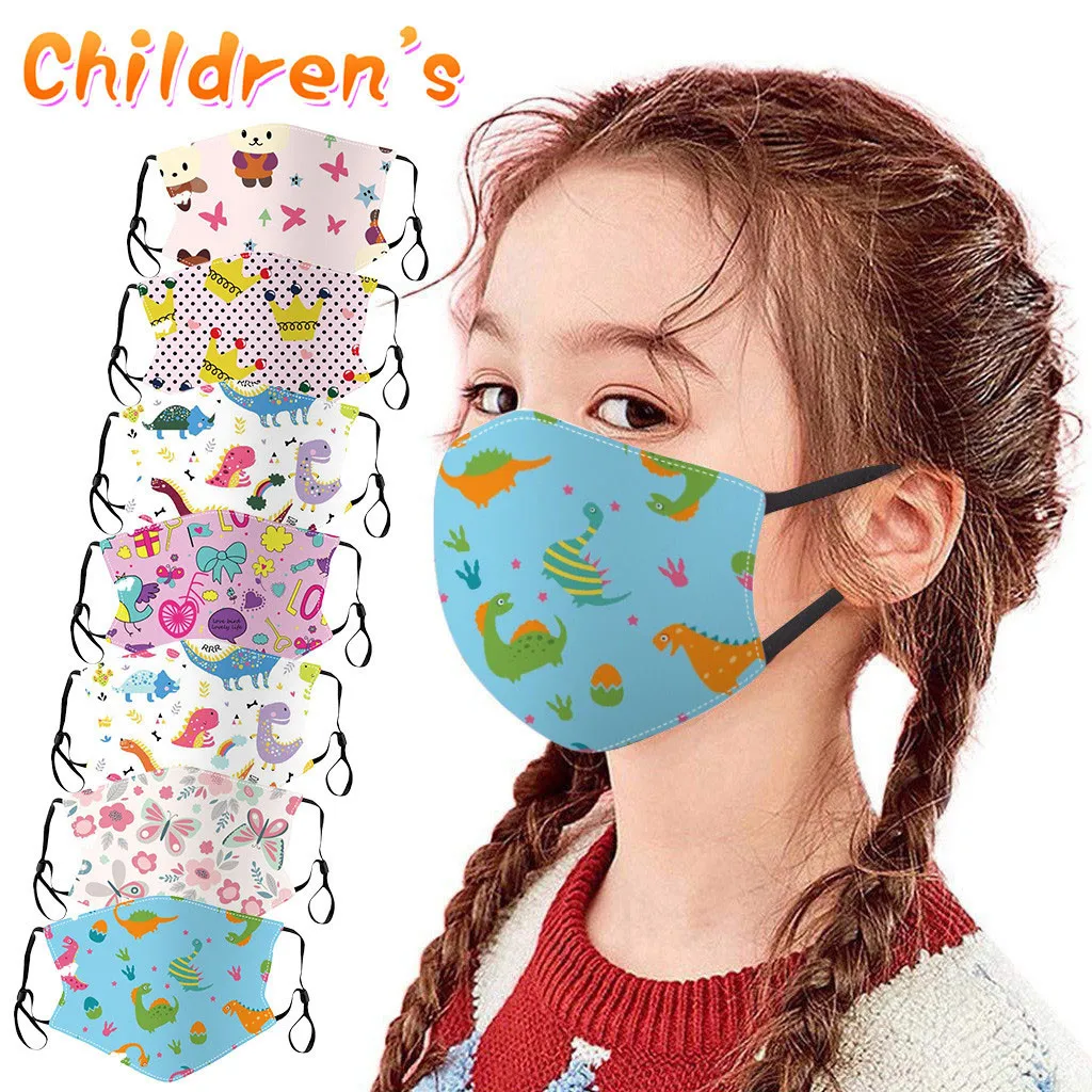 

1pcs Face Mask Маски Fashion Cartoon Dinosaur Print Cosplay Washable Reusable Children Polyester Face Cover Mask Mascaras