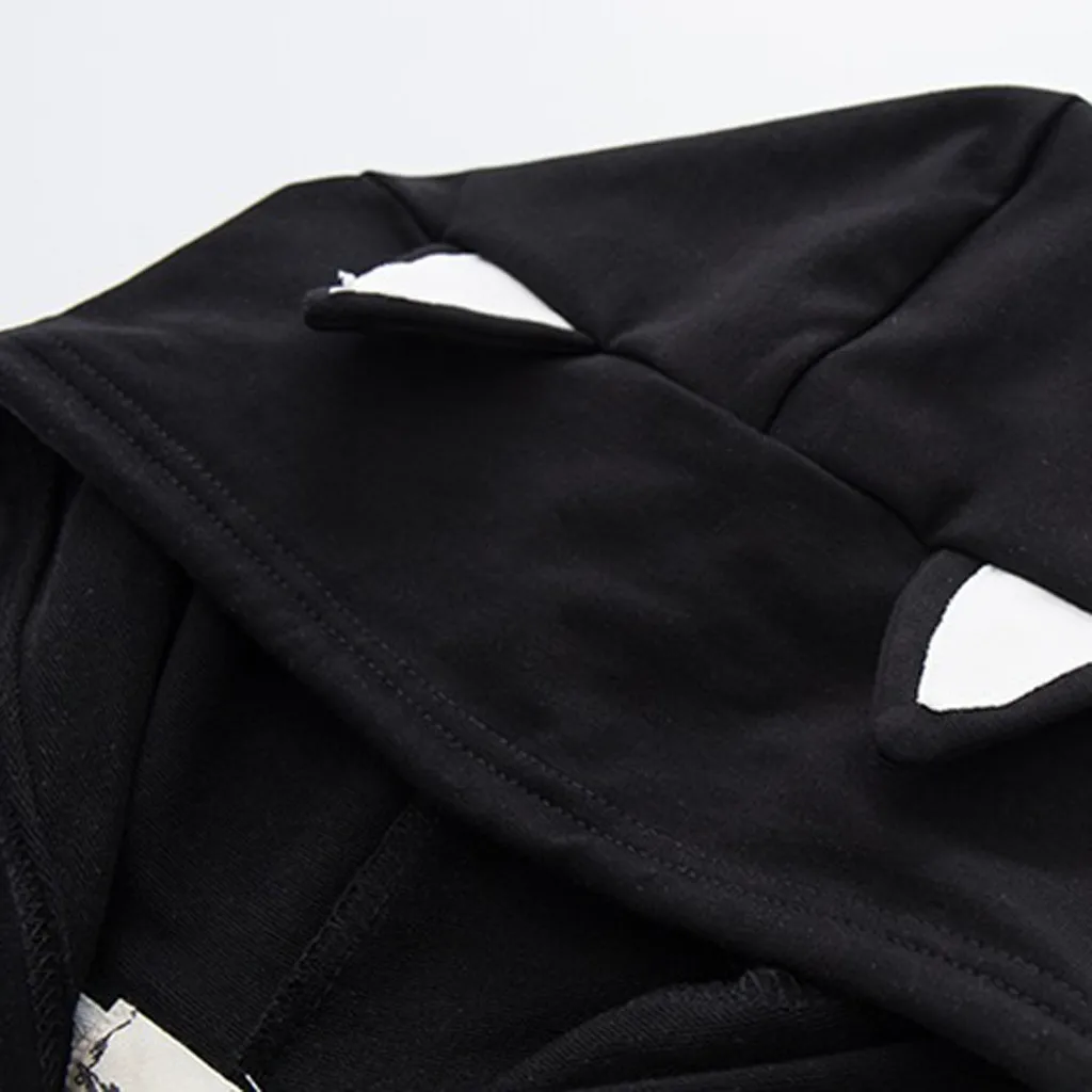 Осенне-зимний флисовый пуловер с принтом кота в стиле Харадзюку плотные