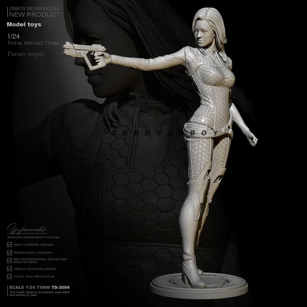 

76mm 1/24 Resin figure model kits DIY beauty self-assembled TD-3088