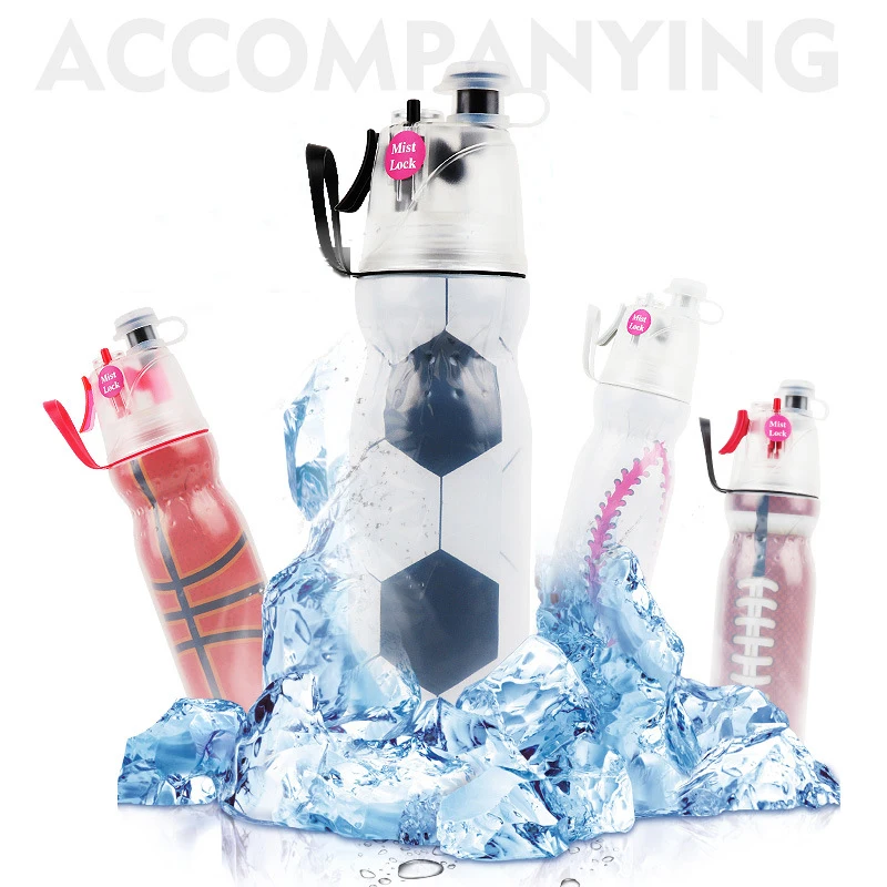 Новая Спортивная бутылка для воды футбола Двойной холодный спрей из полиэтилена