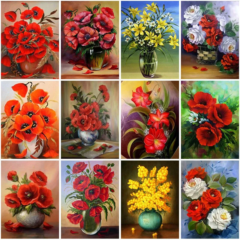 

Diy Flower 5d Diamond Painting Full Square Drill Mosaic Picture Diamond Embroidery Cross Stitch Gift Wall Art Home Decor Gift