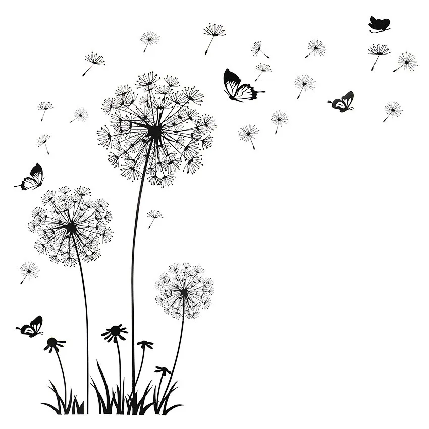 

1 PCS Butterfly Flying in Dandelion Bedroom Living Room Decoration Stickers PVC Wall Stickers Home Decor Backdrop