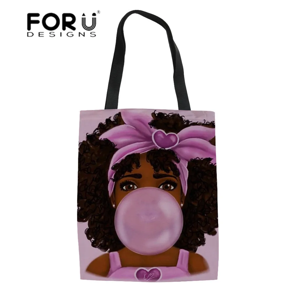 FORUDESIGNS/черные Волшебные хозяйственные сумки для девочек, африканская сумка на плечо, женские холщовые сумки, женская Экологичная сумка-шоппер, сумка Bolsa - Цвет: YQ4051Z22