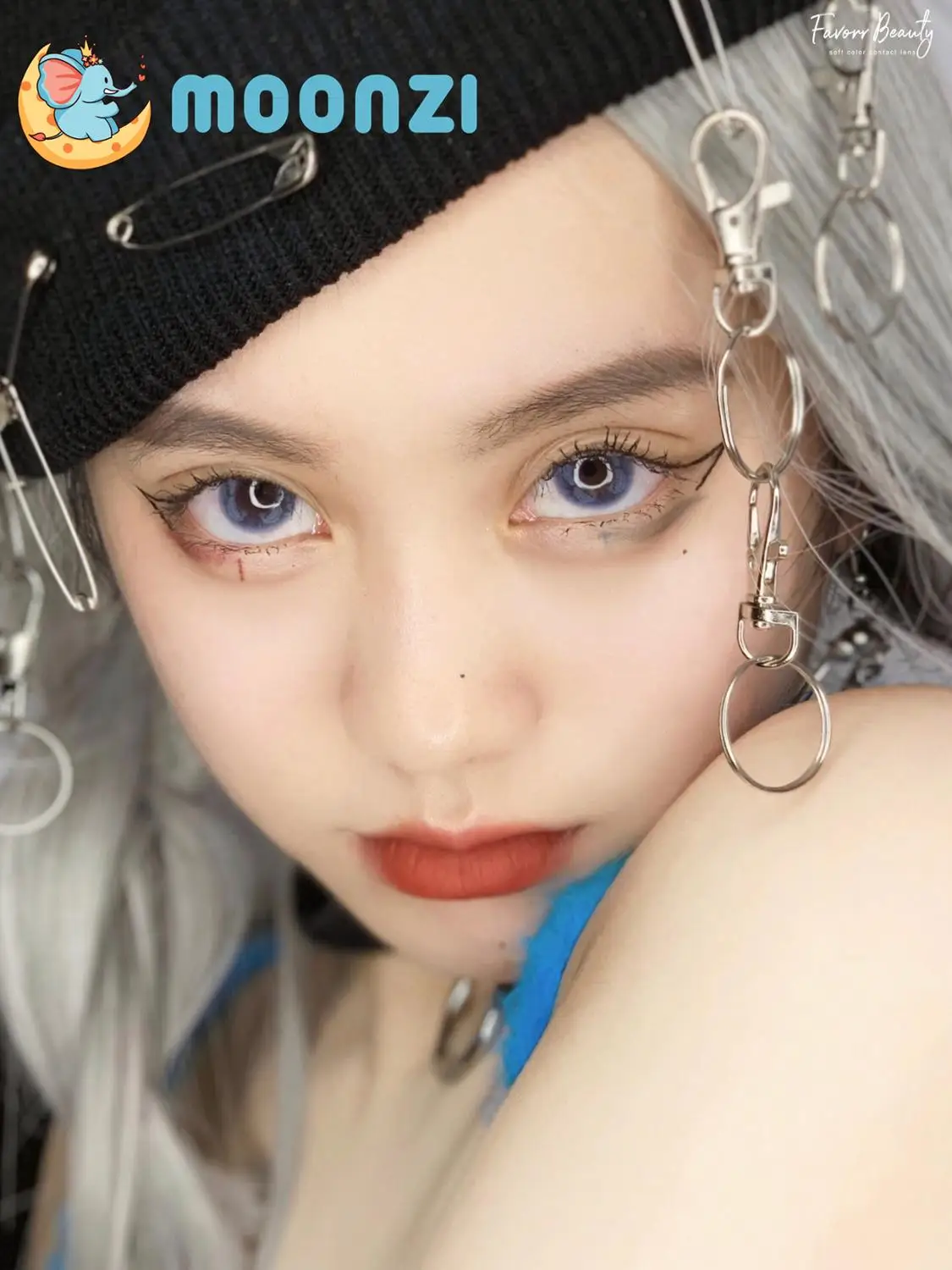 MOONZI butterfly blue contact lens small beautiful Pupil Colored Contact Lenses for Eyes yearly natural dark Myopia prescription | Красота и