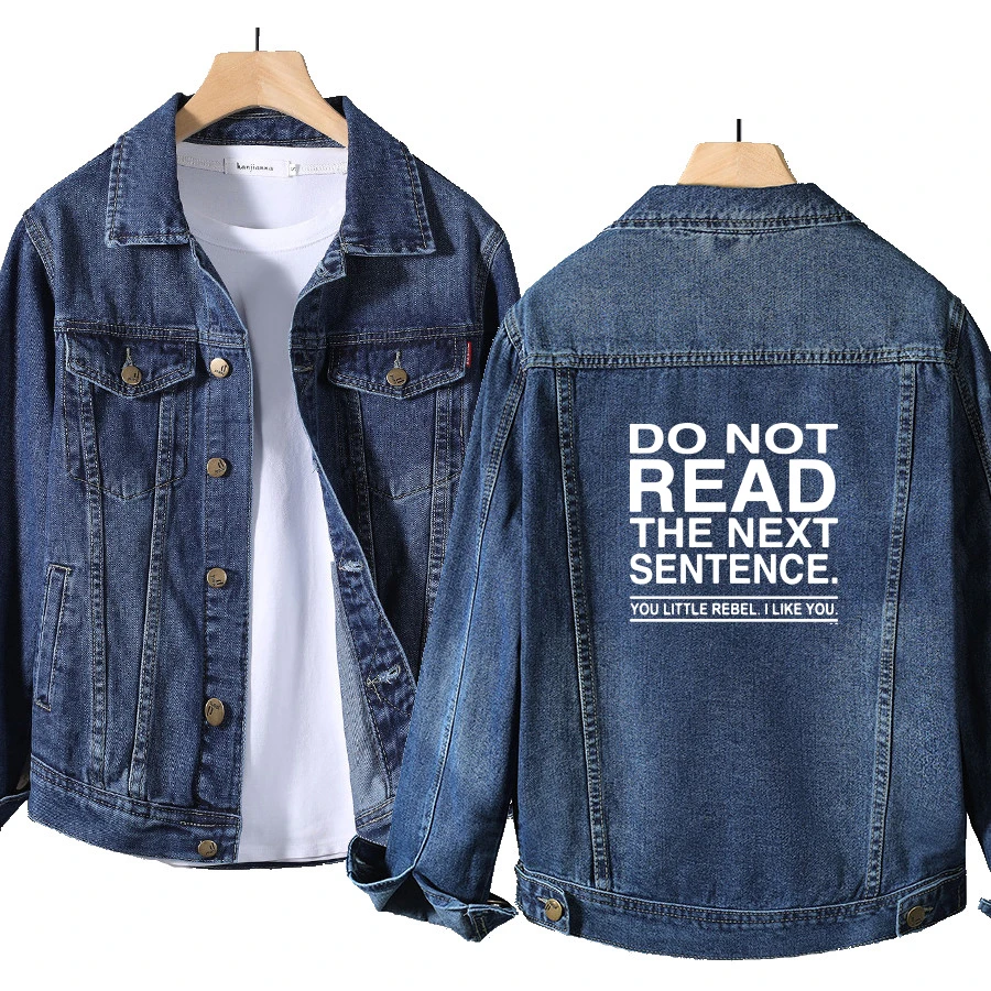 

W350AJ DO not read the next sentence Cotton Denim Jacket Men Casual Jeans Jacket Men Oversized Quality Mens Jackets Size M-5XL