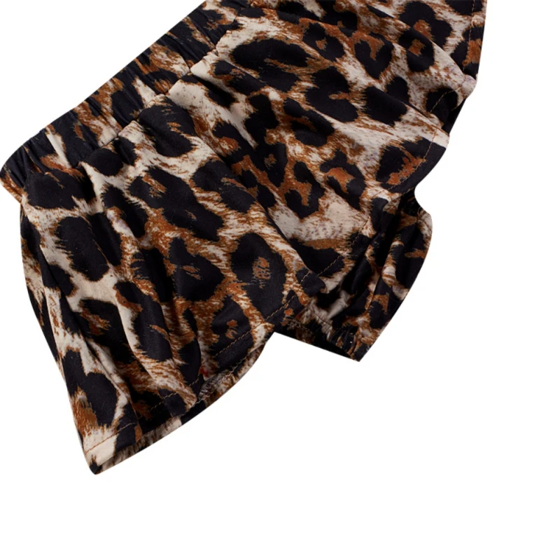 

Baby Cute Clothes Infant Striped Flying Sleeve Top+Leopard Print Shorts Skirt+Headband 3pcs Toddler Kids Clothes