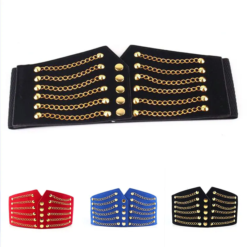 

Female Coat Fur hige Waist Belt Accessory Deepeel 1pc Women Fashion Slim Corset Wild Rivet Waistband Cummerbunds Elastic Belts