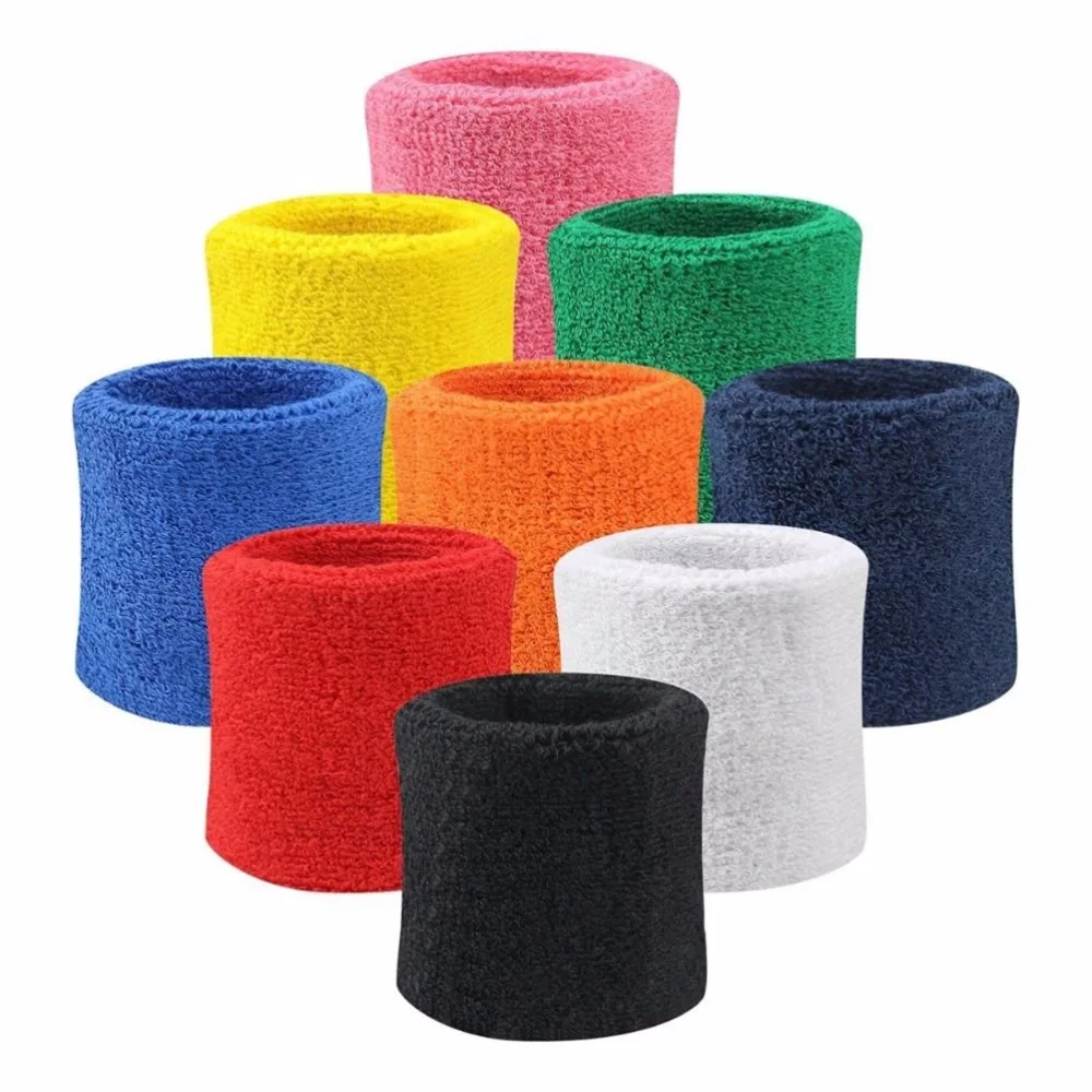 

1Pair New Cotton Fiber Soft Wrist Bands Sweatbands Sports Wrist Support Brace Wrap Sweat Wristband Tennis Squash Badminton Gym