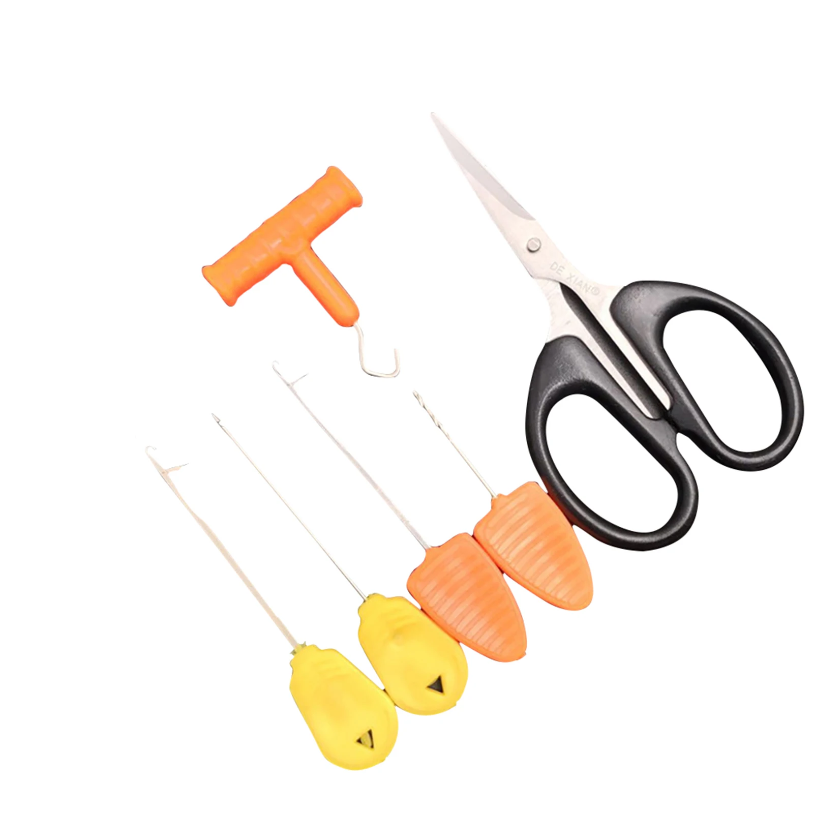 6Pcs Carp Fishing Rigging Tool Crochet Hook Stringer Knot Puller Baiting Needles Boilie Bait Drill Needle Scissor Tackle | Спорт и