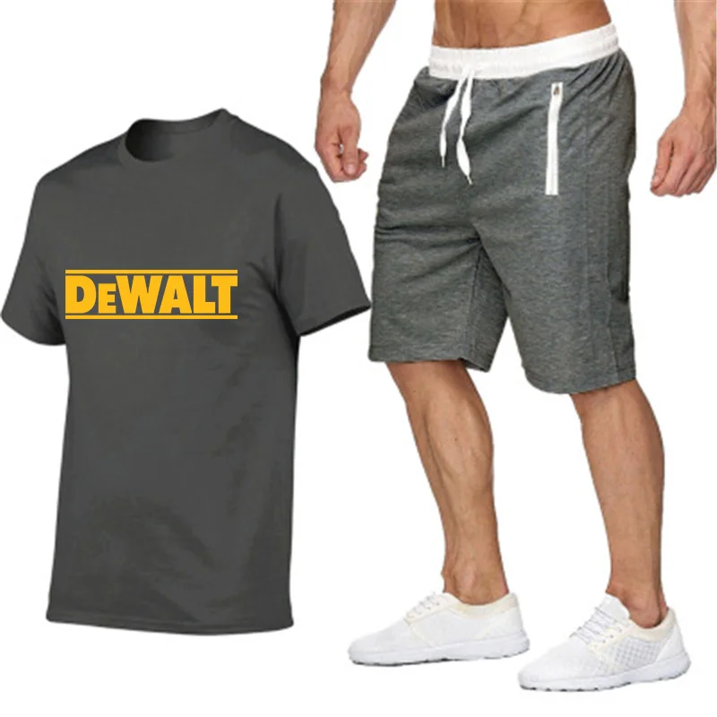 

New Hot Spring And Summer Trend Short-Sleeved Suit Men's Running Training Sports Casual Shorts + T-Shirt 2-Piece SetNew Hot Spri