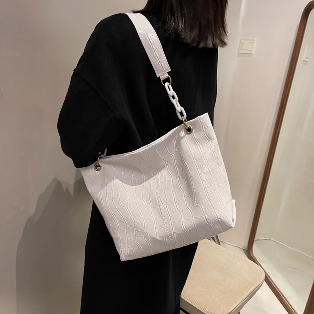 

Fashion Women Shoulder Bag Waterproof PU Leather Chain Underarm Bag Casual Solid Color Handbags for Shopping