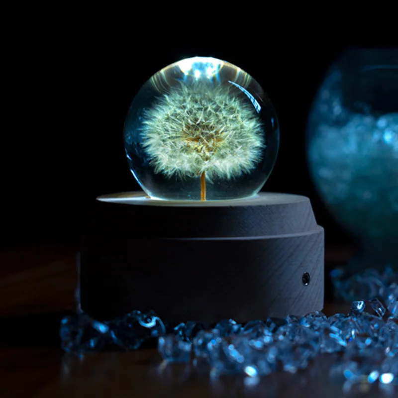 

Creative Dandelion Swivel Music Box Novelty Luminous Birthday Gift For Girls Christmas Present Night Light Home Decor Bluetooth