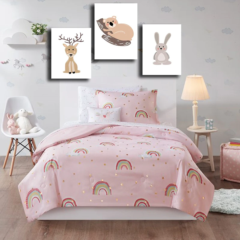 Милый Постер с изображением животных в лесу современный постер картина