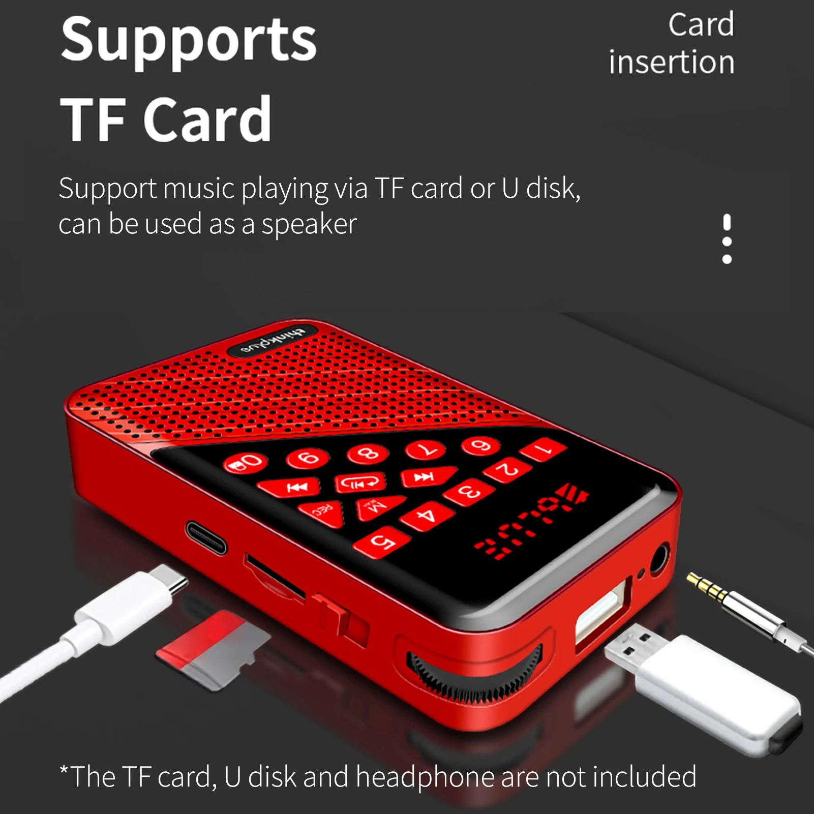 Многофункциональное записывающее радио Lenovo thinkplus R5 FM мини-радио Bluetooth