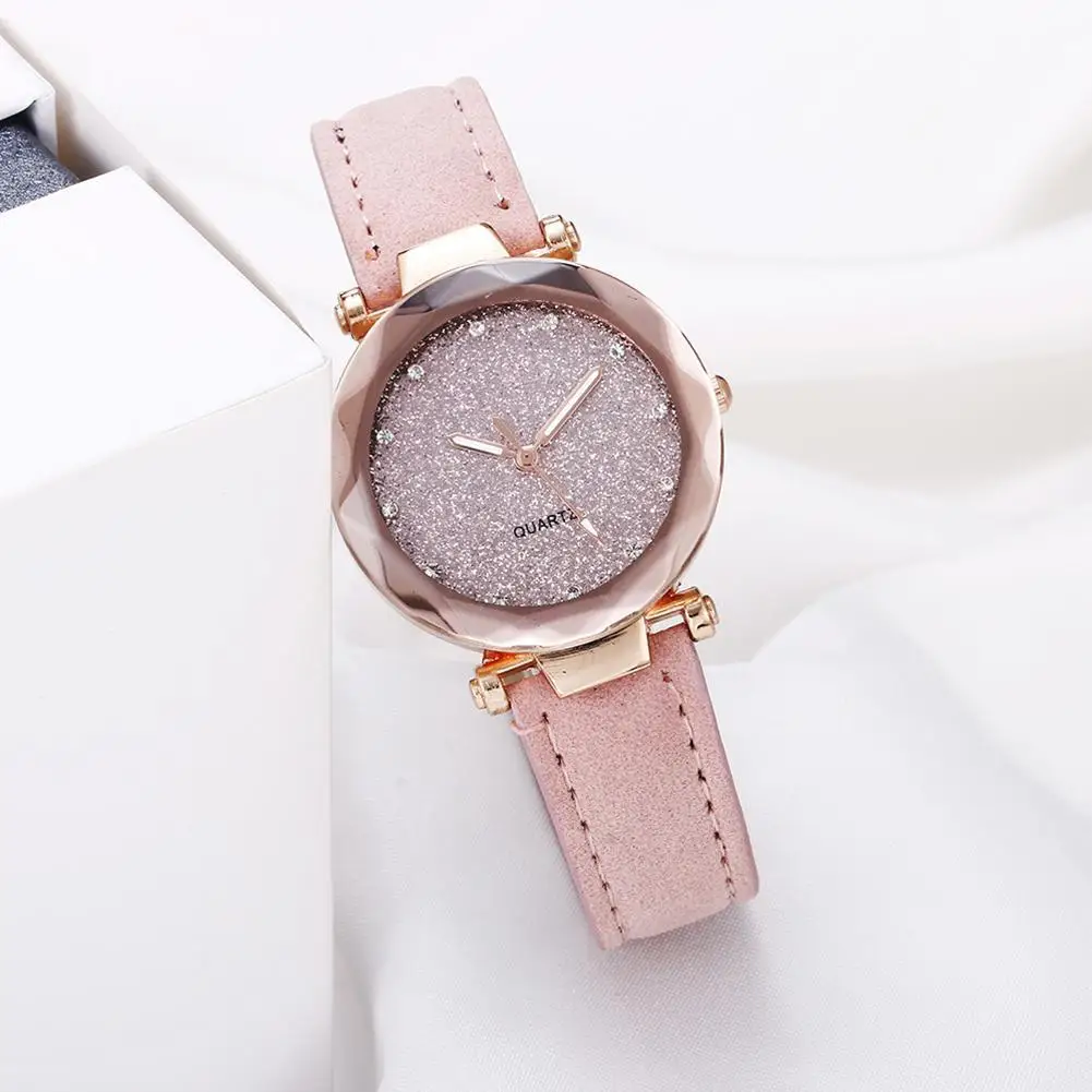 Для женщин Стразы кварцевые часы женские пояса модные из розового золота|Женские