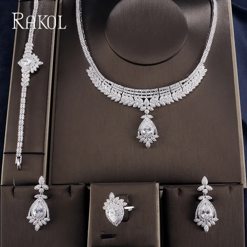 RAKOL великолепный роскошный полностью проложить кубический цирконий Модный