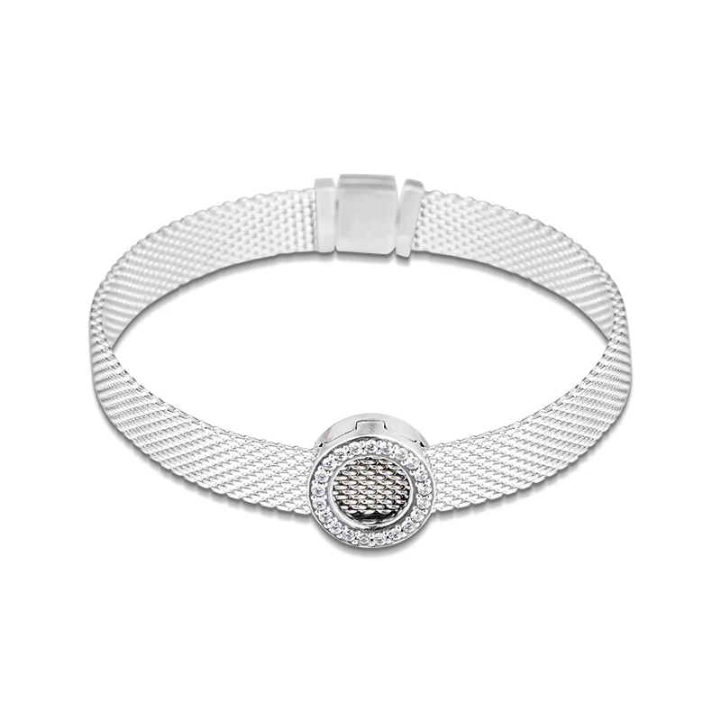 DIY Fits for Pandora Charms Bracelets Reflexions Circle of Pave Clip Beads 100% 925 Sterling-Silver-Jewelry Free Shipping | Украшения и