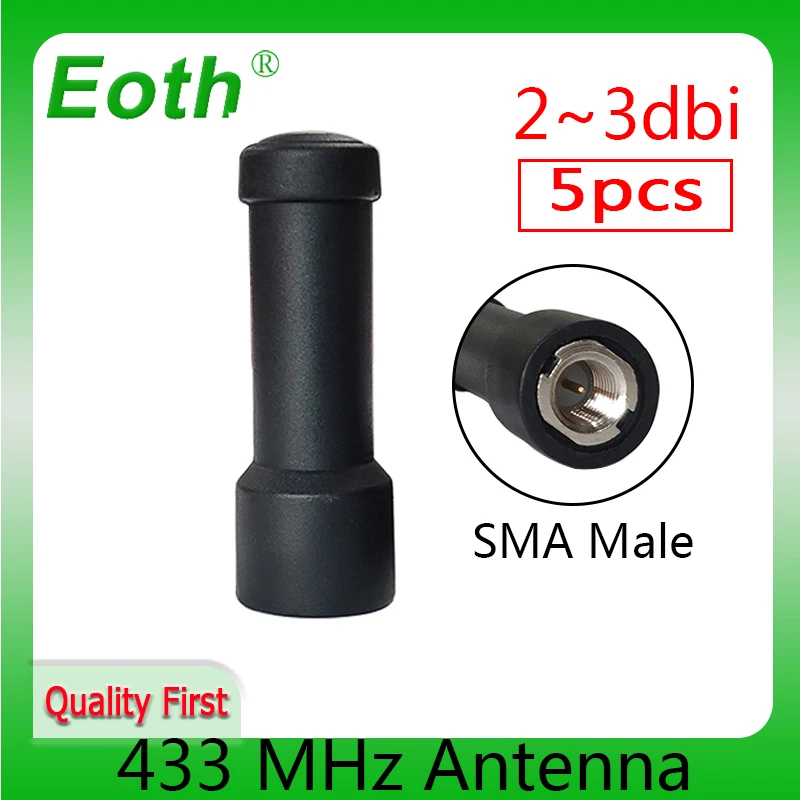 EOTH 5pcs 433 MHz Antenna 2~3dBi SMA Male Connector Mini 433 IOT antena 433m directional antenne wireless Lorawan watermeter