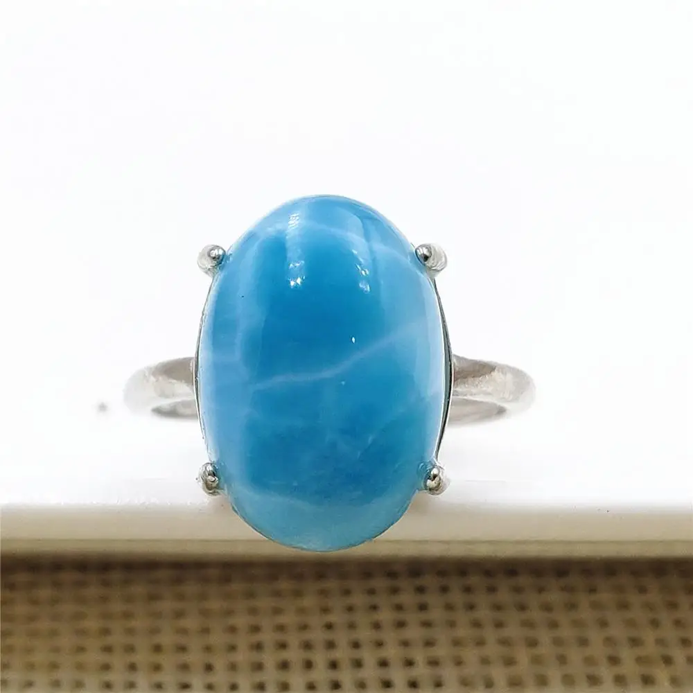 Высшее качество натуральный Ларимар темно-синее регулируемое кольцо 16x11 мм Dominia