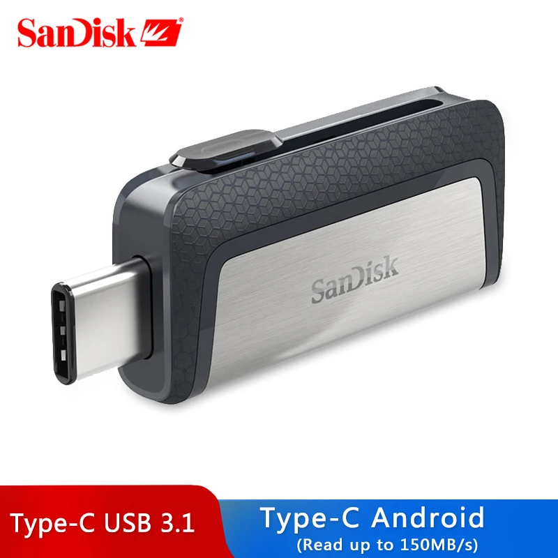SanDisk USB флеш накопитель ультра двойной USB3.1 привод Type C диск ручка 150 м/с 64 Гб 128 ГБ 256