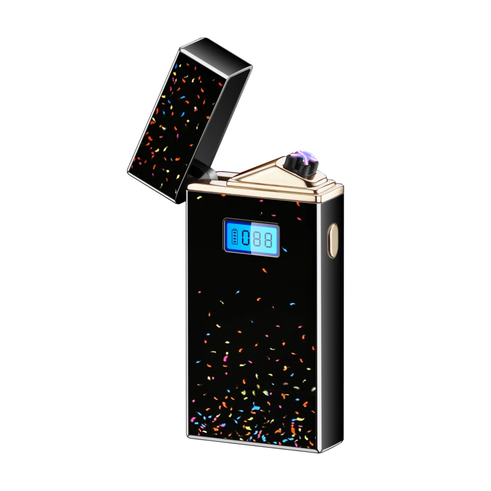 TYPE Starry sky Новая электрическая зажигалка со светодиодный дисплеем питания сигарета с зарядкой от USB Зажигалка Ветрозащитная дуговая плазменная Зажигалка гаджеты для мужчин - Цвет: TYPE Starry sky