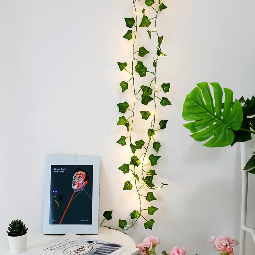 Рождественская светодиодная гирлянда Кленовая зеленая лоза серебристая