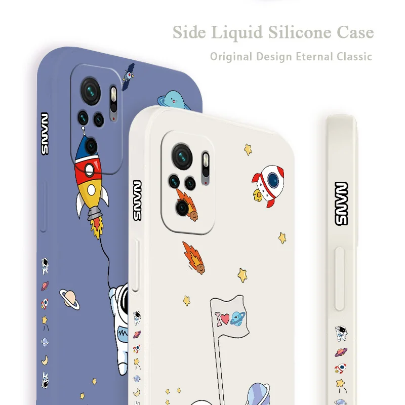 Rocket Astronaut Case For Xiaomi Redmi Note 10 10S 9T 9 8 7 Pro MAX Redmi 10 9 9A 9T K40 K30 K20 Pro Shockproof Soft Phone Cover