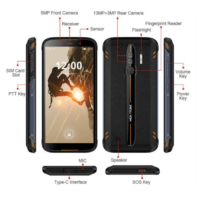 Оригинальный HOMTOM HT80 IP68 водонепроницаемый смартфон 4G LTE Android 9 0 5 &quot18:9 HD + MT6737 NFC