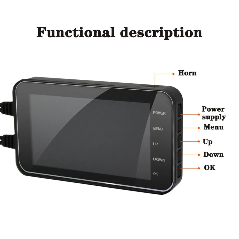Wifi Motorcycle DVR Camera HD 1080P 4 Inch Dash Cam Moto Waterproof Dual Lens 170 Degree Angle Front Rear View Video Recorder
