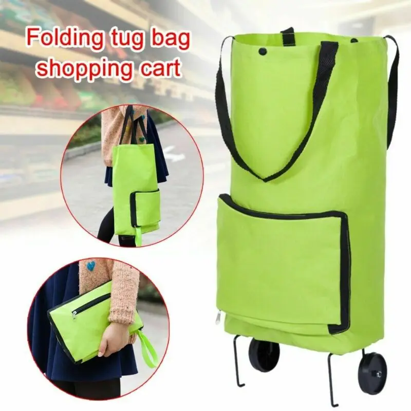 Foldable Shopping Cart with Wheels Portable Storage Basket Large Capacity Multifunction Collapsible Trolley Tug Bag Organizer | Дом и сад