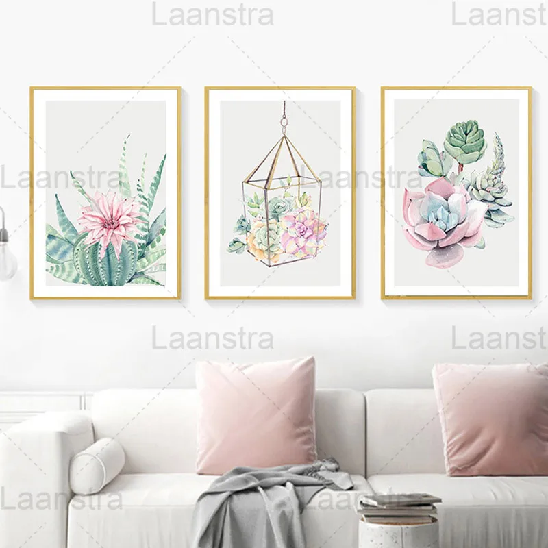 

Succulents Home Decoration Painting Green Plants Flowers Cactus Living Room Wall Canvas Poster Air Chlorophytum Bedroom Prints