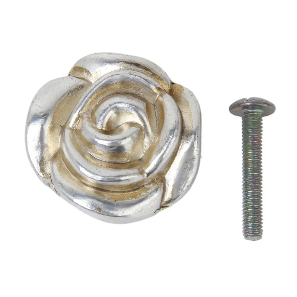 2 шт. в форме розы кухонный шкаф ящик дверные ручки (античное серебро)|Ручки шкафа|