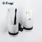 Держатель для стакана FRAP F30206, настенный держатель для чашек с двойной зубной щеткой, черного цвета, аксессуары для ванной комнаты