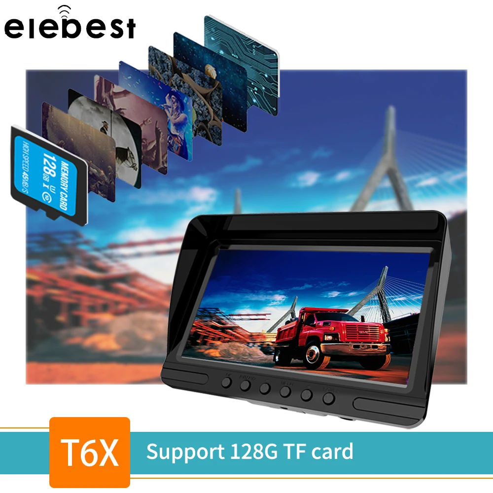 Elebest T6X видеорегистратор передний и задний DVR 7 ''Сплит монитор циклическая запись/Обнаружение движения IP69 ночное видение для грузовика RV автобус