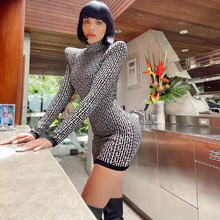 Vestido bandage de rayón de manga larga para mujer...