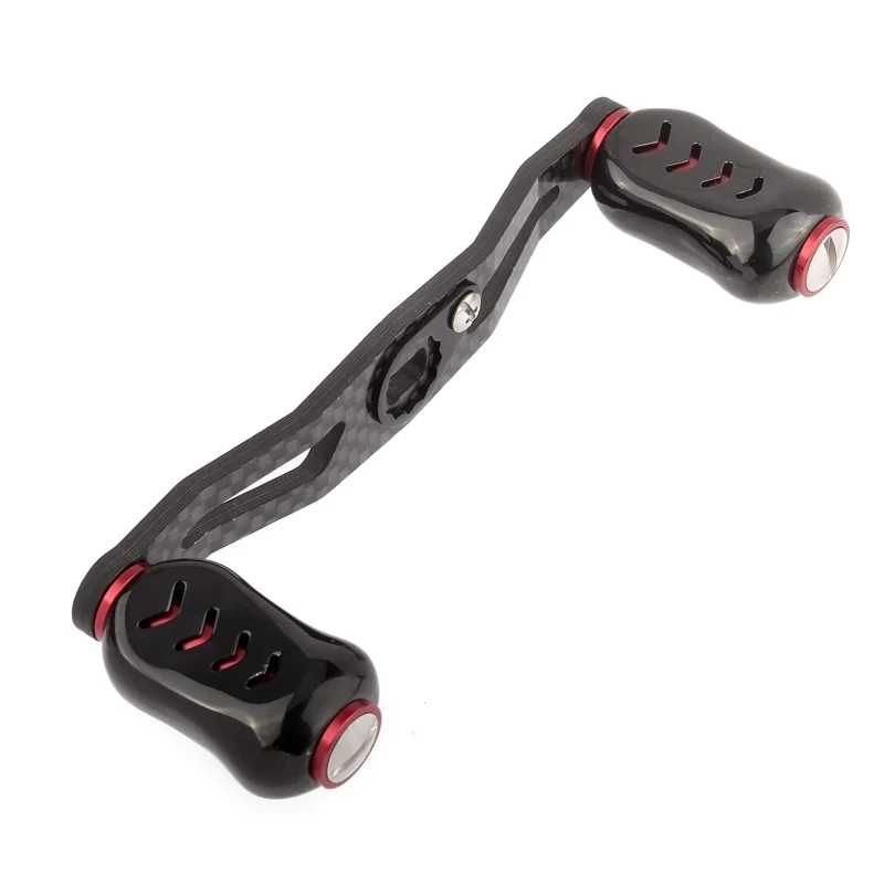 black red Ручка руке для рыболовной катушки, длина 105 мм, размер отверстия 8*5 мм, углеродный рокер с легированной ручкой, супер гладкий DIY аксессуар - Цвет: black red