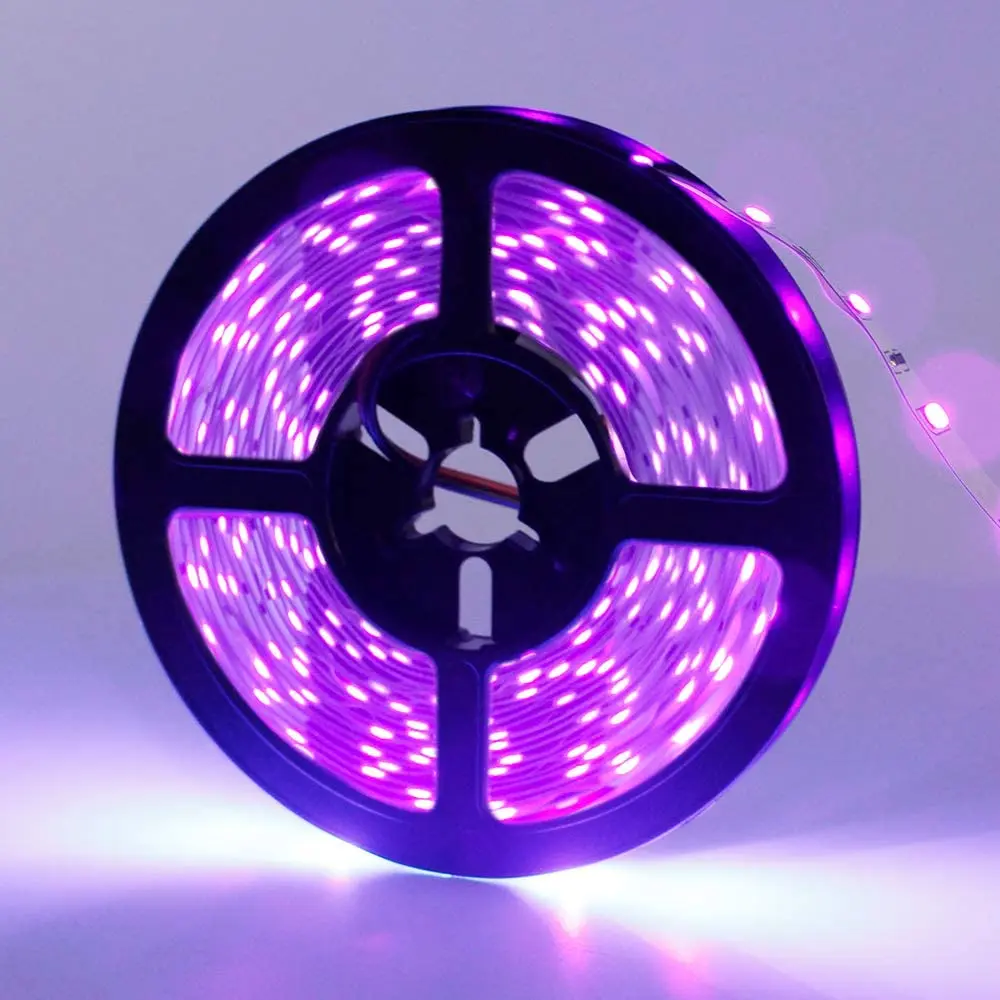 365nm 380nm 395nm УФ черный светильник Светодиодные ленты SMD2835 12В водить 60leds/Mtr Non