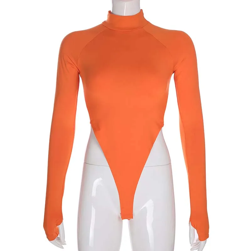 orange bodysuit SUCHCUTE Longslive комбинезон боди для женщин turthk K комбинезон в Корейском стиле боди облегающее женское платье осень - Цвет: orange bodysuit