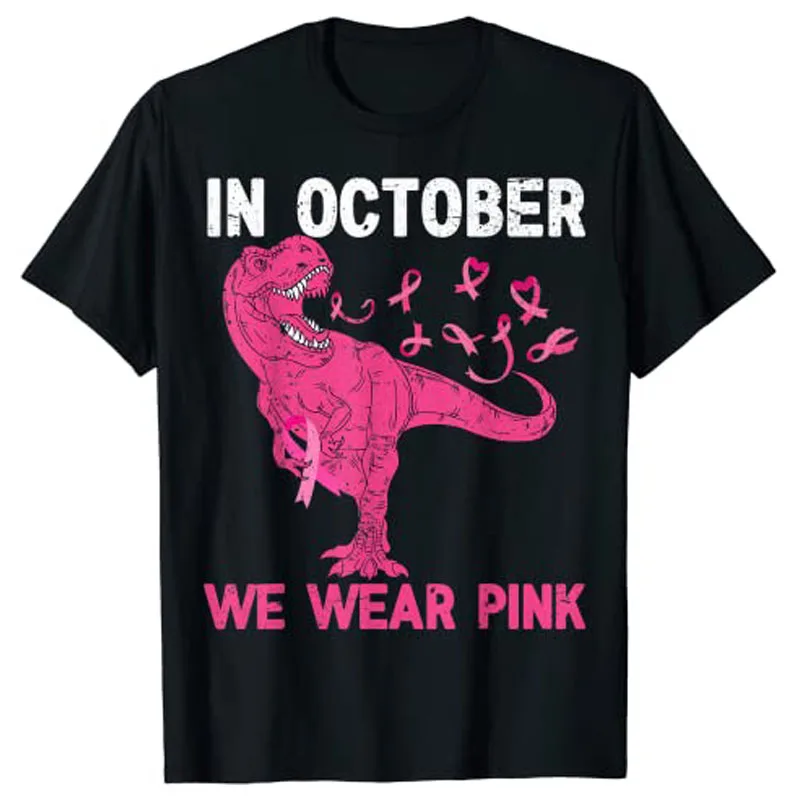 

In October We Wear Pink Breast Cancer Trex Dino Kids Toddler T-Shirt